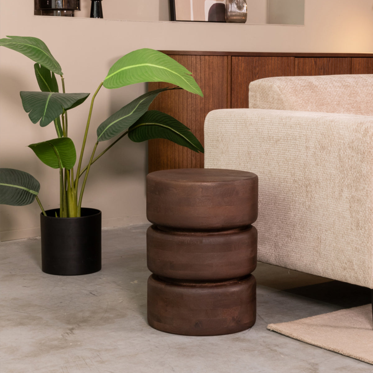 LABEL51 Bijzettafel Milly – Massief Mangohout – Ø35 cm